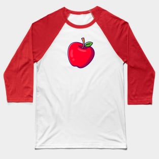 Apple Fruit Cartoon Illustration Baseball T-Shirt